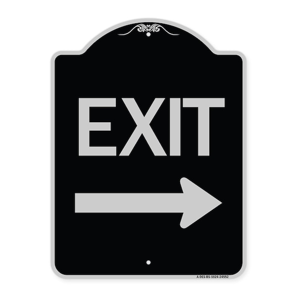 Exit with Right Arrow Heavy-Gauge Aluminum Architectural Sign, 24" H, 18" L, BS-1824-24552